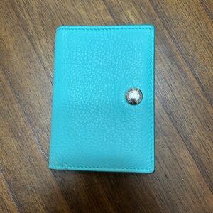 Tiffany & Co Turquoise Leather Wallet with Silver Button